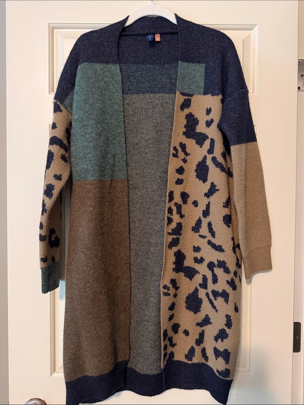 Anthropologie Pilcro Colorblock & Leopard Knit Cardigan